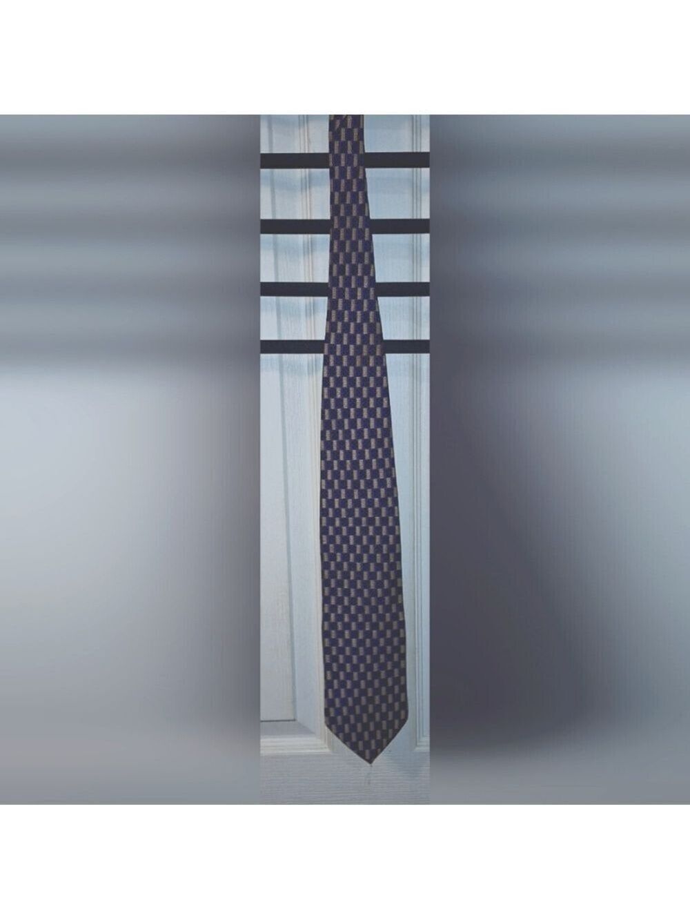 Cambridge Blue Gold Checkered Silk Tie